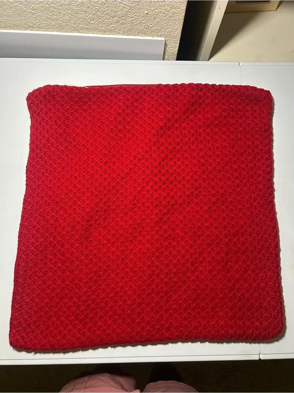 Pottery Barn Red Knit Zip Pillow Case Bedding Home Comfort Relax